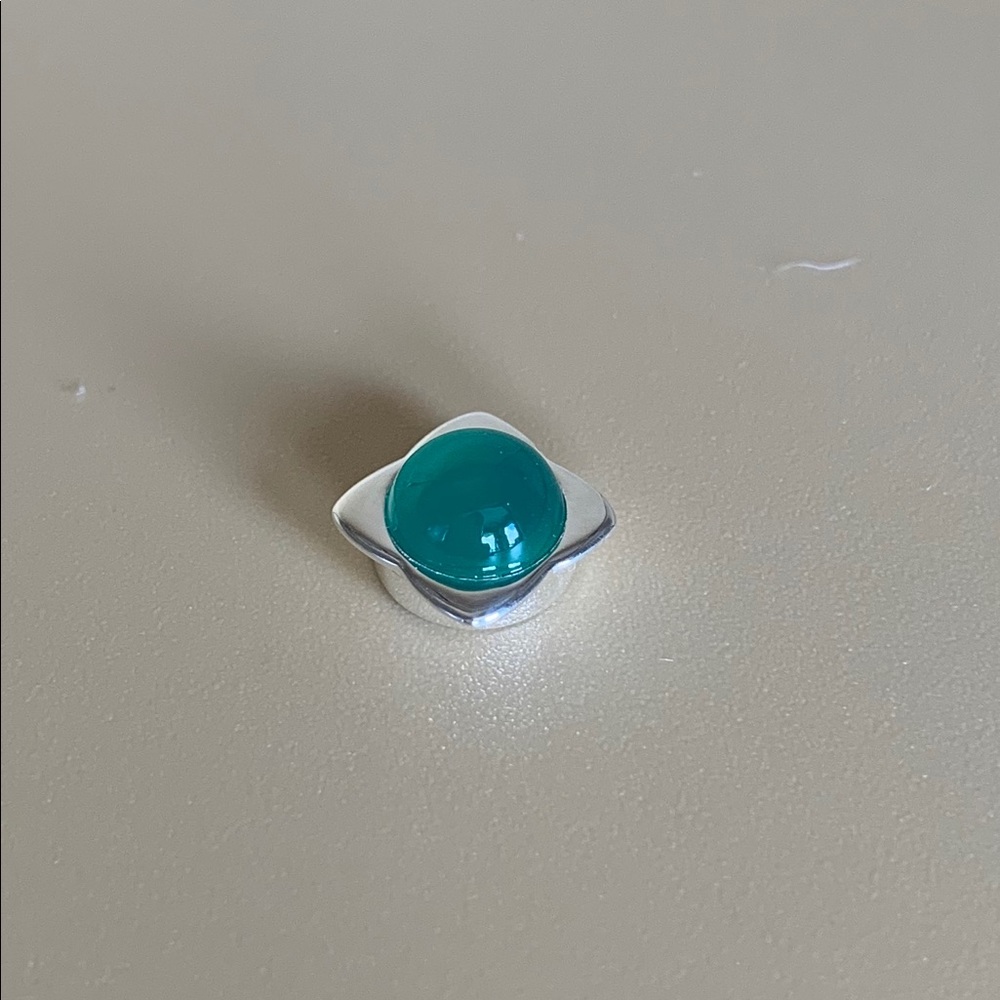 GREEN AGATE set in silver (to add to pendent as additional stone) *stone only